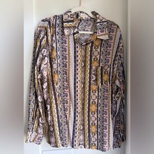 NWOT POL Rayon Button Front Abstract Print Blouse